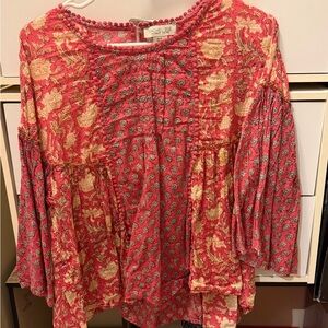 Rachel Zoe Red and Cream Floral Blouse